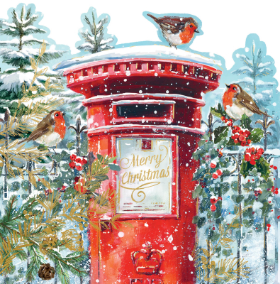 BOX LRG SQ Christmas Mailbox With Festive Birds Premium Die