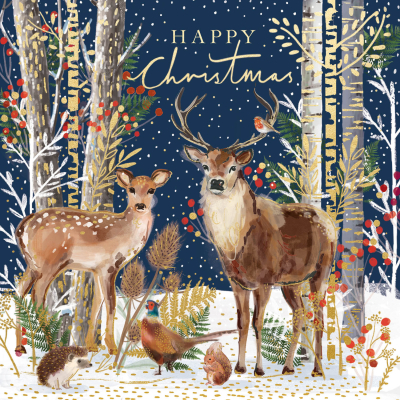 Happy Christmas Navy Blue Deer