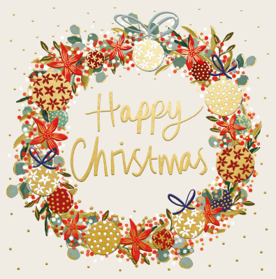 Happy Christmas Wreath With Bows