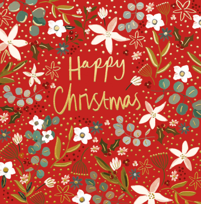 Happy Christmas Red Floral
