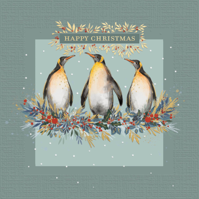 BOX LRG SQ Three Playful Penguins At Christmas Superior