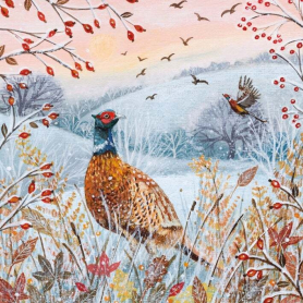 BOX LRG SQ Frosty Pheasants