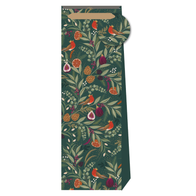 BOTTLE BAG Figs And Ferns Pine Green