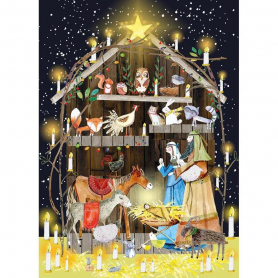 ADVENT CARD Nativity With Animals
