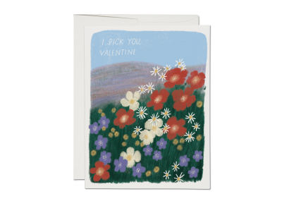 Picking Flowers Valentine card|Red Cap Cards