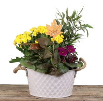 8" PLANTER, EMBOSSED METAL