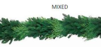 GARLAND, THICK, 25FT, MIX OF NOBLE, CEDAR, PINE