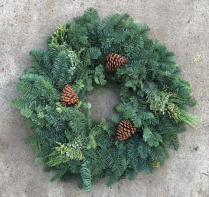12"/24" WREATH, CRIMPED W/NOBLE, GRNS, CONES