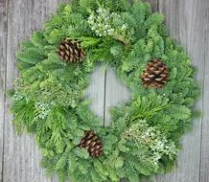 10"/18" WREATH, MIXED GREENS W/CONES  3010
