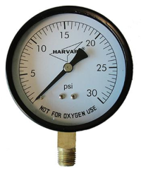 2" Bottom(Lower) Mount Plastic Pressure Gauge - 0-30 PSI