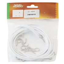 15' Plastic tension wire, incudes 10 hooks and 10 eyes