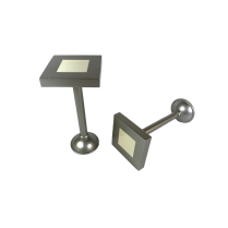 White enamel plated square satin nickel holdback