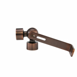 Swivel corner window curtain rod connector, for  ¾" (19mm) diameter poles, antique copper