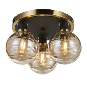 GEM 3-LIGHT SEMI-FLUSH (AMBER GLASS)