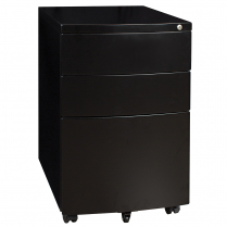 HDL Mobile Metal Pedestal w 2 Box Drawers and 1 File Drawer Black