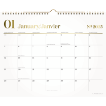 Cambridge&reg; WorkStyle Medium Wall Calendar 15&rdquo; x 12&rdquo; Bilingual White/Grey