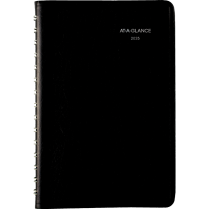 AT-A-GLANCE&reg; Daily Appointment Book Wire Bound 8" x 4-7/8" Bilingual Black