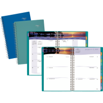 Mead&reg; Tropical Weekly Poly Fashion Planner 5-7/8" x 8-1/4" Bilingual Assorted Blue
