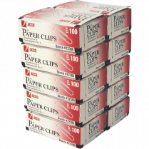 ACCO&reg; Paper Clips #1, 1-1/4" Smooth 100 per box 10 boxes/pkg