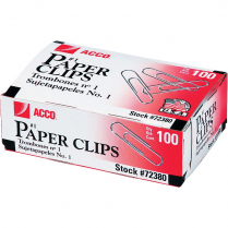 ACCO&reg; Paper Clips #1, 1-1/4" Smooth 100/box