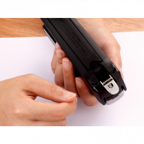 Bostitch&reg; InPower&trade; Spring-Powered Antimicrobial Premium Desktop Stapler Full Strip 28 Sheet Black and Silver