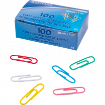 Westcott&reg; Vinyl Coated Paper Clips #1, 1-1/8&rdquo; 100/box