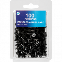 Westcott&reg; Push Pins Black 100/box