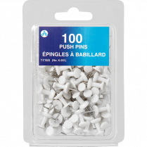 Westcott&reg; Push Pins White 100/box