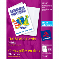 Avery&reg; Half-Fold Greeting Cards 8-1/2" x 5-1/2" White 20 sets/box