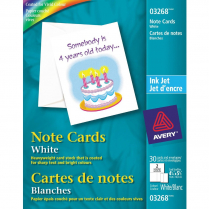 Avery&reg; Note-Size Folded Cards 4-1/4" x 5-1/2" White 30/box