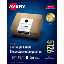 Avery&reg; TrueBlock&trade;  Shipping Labels 8-1/2" x 5-1/2"  Laser/Inkjet 200/pkg