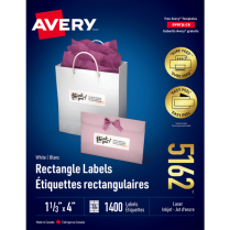 Avery&reg; Easy Peel&reg; White Rectangle Labels 1-1/3" x 4" Laser/Inkjet 1,400/box