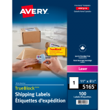 Avery&reg; TrueBlock&trade; Shipping Labels 8-1/2" x 11" Laser/Inkjet 100/box