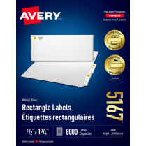 Avery&reg; Easy Peel&reg; Labels 1/2" x 1-3/4" Laser/Inkjet 8,000/box