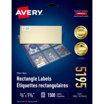 Avery&reg; Easy Peel&reg; White Rectangle Labels 2/3" x 1-3/4" 1,500/box