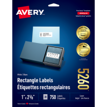 Avery&reg; Easy Peel&reg; Labels 1" x 2-5/8" Laser/Inkjet 750/pkg