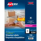 Avery&reg; TrueBlock&trade; Shipping Labels 3-1/3" x 4" Laser/Inkjet 150/pkg