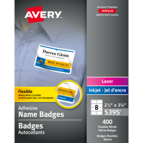 Avery&reg; Name Badge Labels 3-3/8" x 2-1/3" White 50/box
