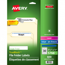 Avery&reg; TrueBlock&trade; Filing Labels Laser/Inkjet Blue 600/box