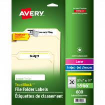Avery&reg; TrueBlock&trade; Filing Labels Laser/Inkjet Yellow 600/box