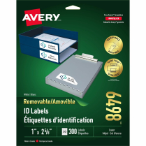 Avery&reg; Removable I.D. Labels 2-5/8" x 1" White 300/pkg