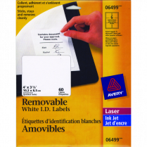 Avery&reg; Removable I.D. Labels 4" x 3-1/3" White 60/pkg