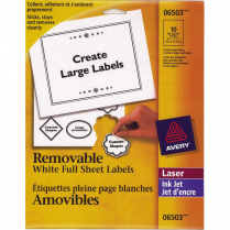 Avery&reg; Removable I.D. Labels 8-1/2" x 11" White 10/pkg