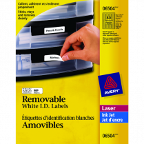 Avery&reg; Removable I.D. Labels 1-3/4" x 1/2" White 800/pkg