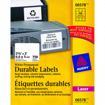Avery&reg; TrueBlock&trade; Durable Labels Permanent 2" x 2-5/8" Laser 750/pkg