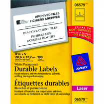 Avery&reg; TrueBlock&trade; Durable Labels Permanent 8-1/8" x 5" Laser 100/pkg