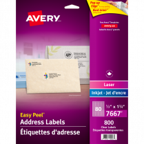 Avery&reg; Easy Peel&reg; Clear Address Labels 1/2" x 1-3/4" 800/pkg