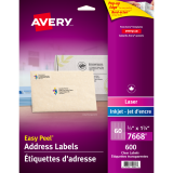 Avery&reg; Easy Peel&reg; Clear Address Labels 2/3" x 1-3/4" 600/pkg