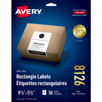 Avery&reg; TrueBlock&trade; Shipping Labels 8-1/2" x 5-1/2" Laser/Inkjet 50/pkg