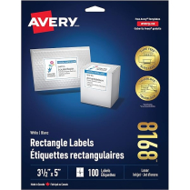 Avery&reg; Sure Feed&trade; TrueBlock&reg; Labels 3&frac12;" x 5" Laser/Inkjet 100/pkg